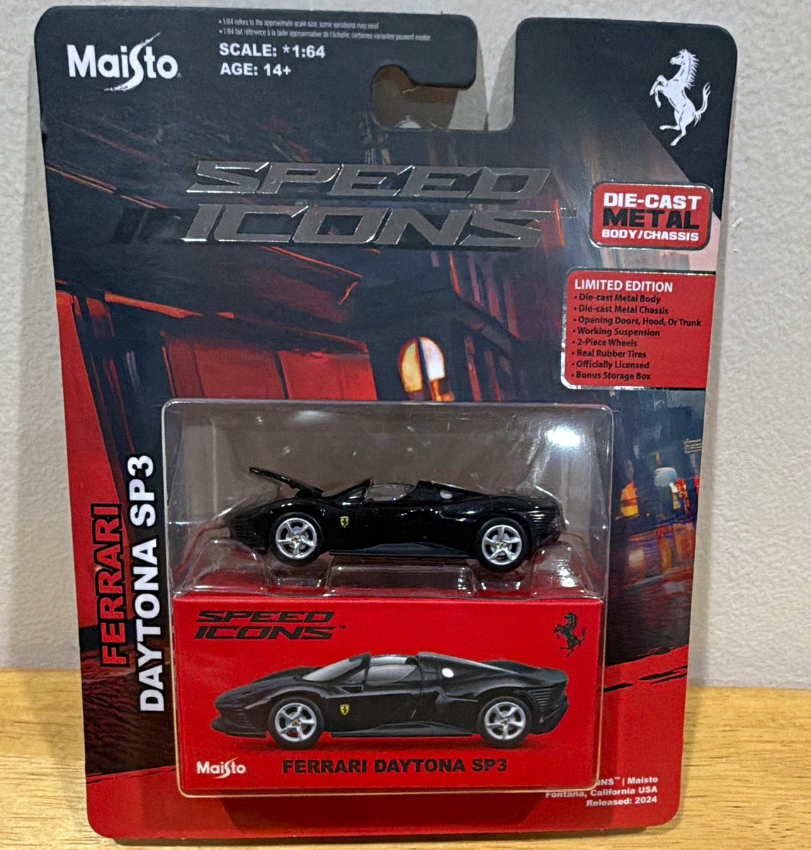 Maisto Speed Icons Ferrari Daytona SP3 2024 1:64 Diecast Metal Black Limited