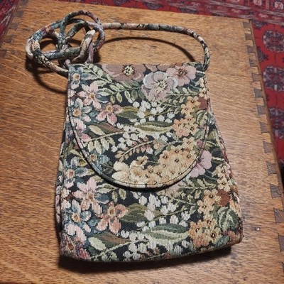 Jill Stuart New York Cute Floral Tapestry Crossbody Bag Vintage Multicolor 8x6
