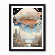Futuristic City 2 Art Print Framed Wall Art Poster Canvas Print Picture