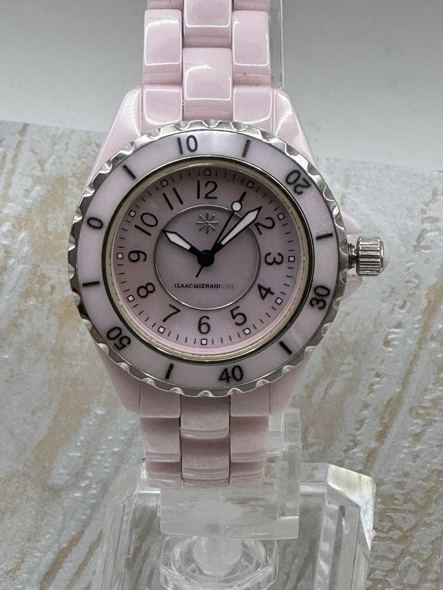 Isaac Mizrahi Live! Ceramic Watch Pink w/MOP, New Battery