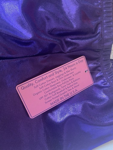 purple metallic leotard shorts made by City Threads Size 10 - Picture 2 of 4