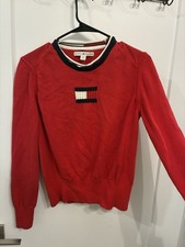 Tommy Hilfiger Boys Pullover Sweater Colorblock Red Navy White S/P