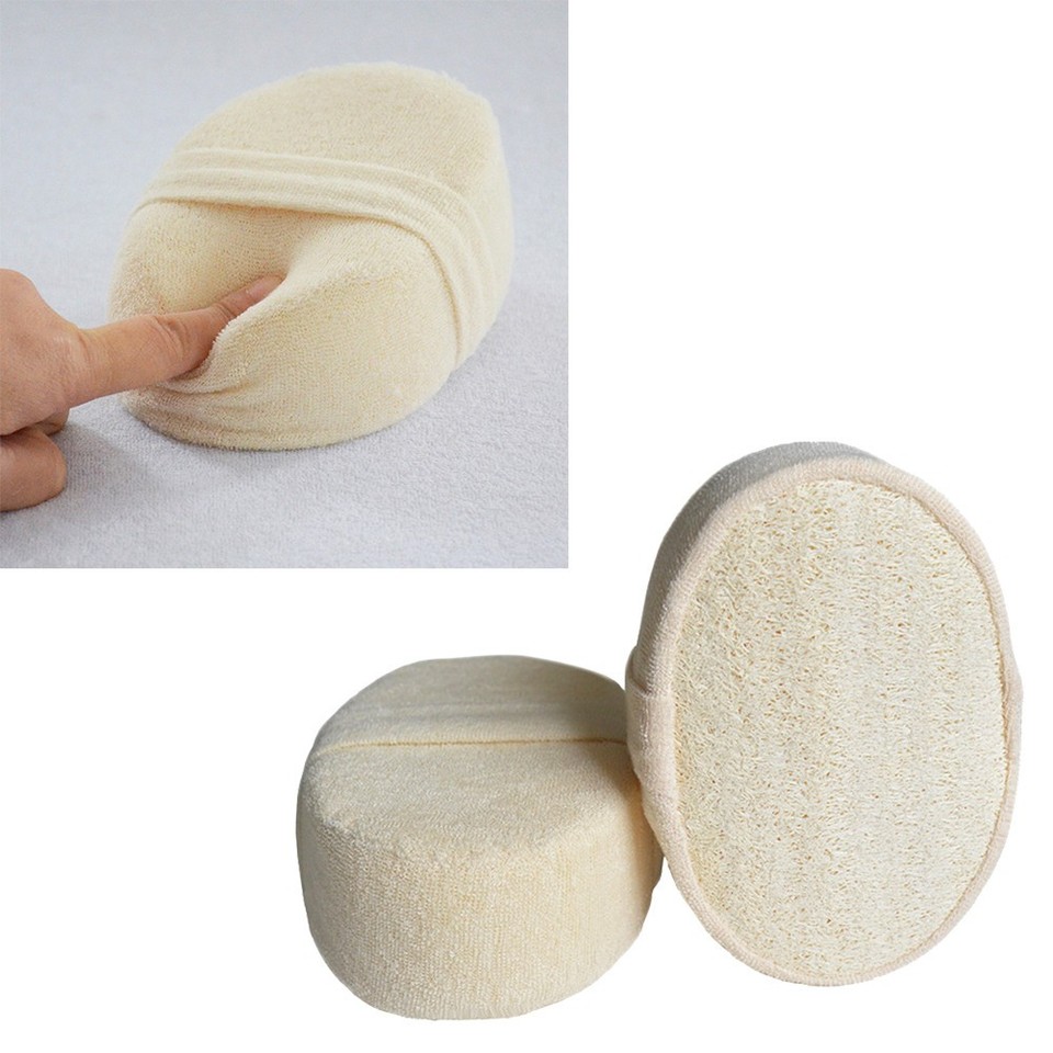 Beige Loofah Sponge Bath Ball 2Pcs Durable Shower Rub Body Massage ...