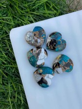  WHOLESALE BLUE BUFFALO COPPER TURQUOISE CABOCHON HEART SHAPE LOOSE GEMSTONE