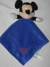 Disney Baby Mickey Mouse Security Blanket Lovey Blue Red Stitching Plush