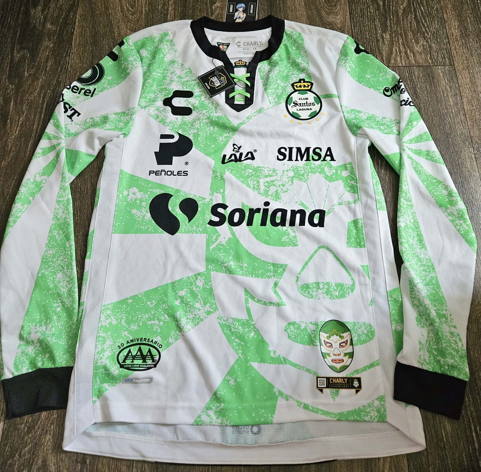 NWT Charly Santos Laguna Special Edition AAA Lucha Libre LS Futbol Jersey Sz XS