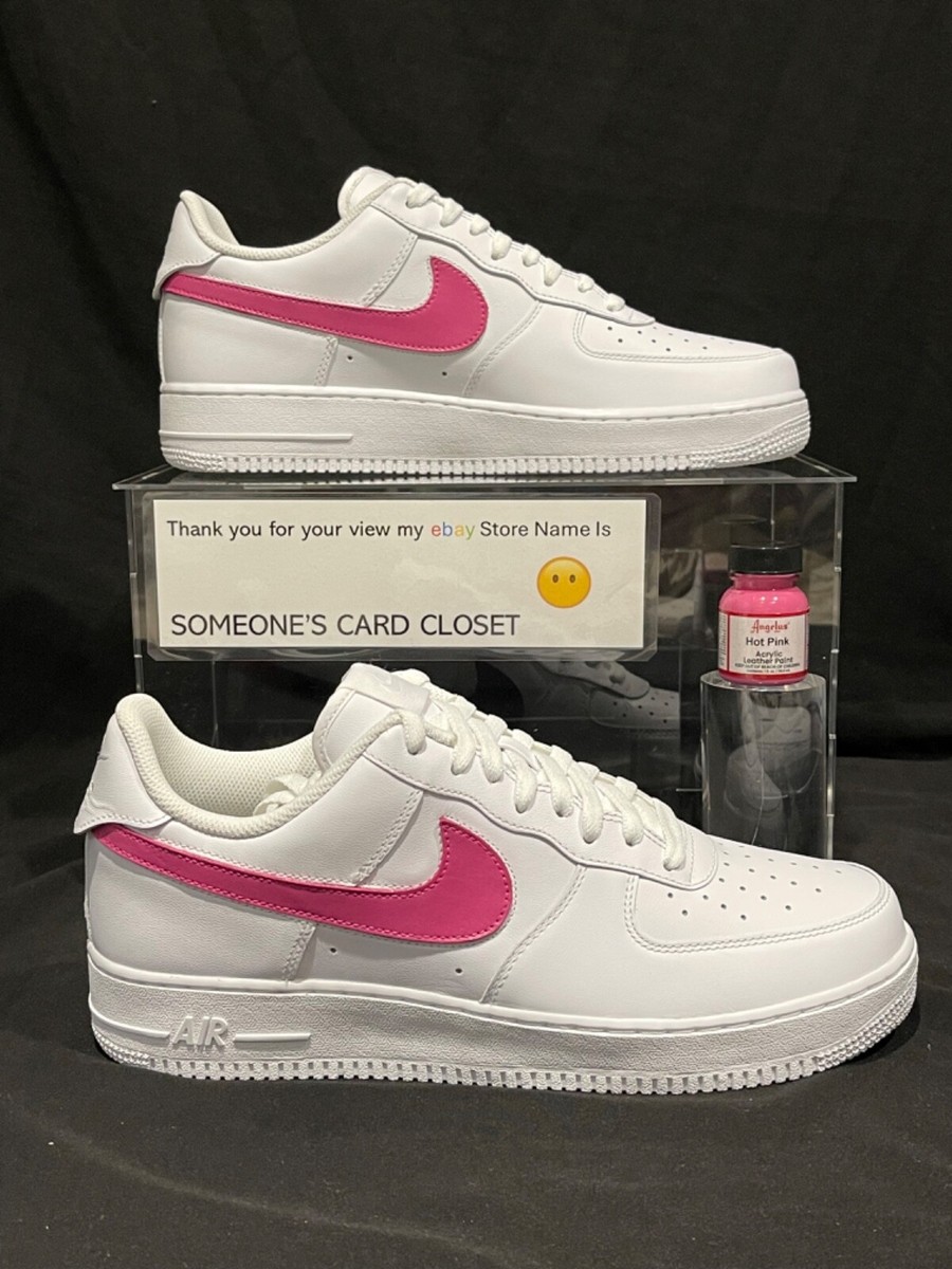 Nike Air Force Low White (Hot Pink Custom Painted Swoosh) SC-#38W