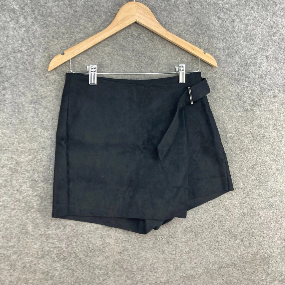 Pantalones Cortos Zara Mujer Talla S Pequeños W26 Negro Gamuza tiro medio Cremallera 6730 Foto 3 de 4