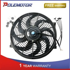 1x Black 12v 14 Inch Universal Slim Pull Push Electric Radiator Cooling Fan