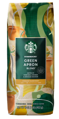 Starbucks Green Apron Blend Blonde Roast Whole Bean Coffee 1lb