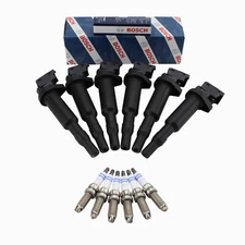 For BMW E60 535i E90 335i Set of Spark Plugs+Ignition Coils Bosch Original
