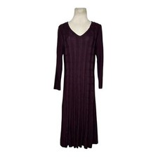 Nine West burgundy 3/4 sleeves cable knit midi dress size XL