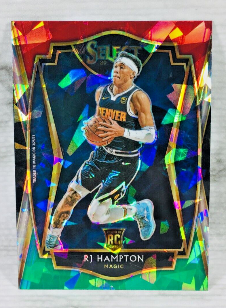2020-21 PANINI SELECT #195 RJ HAMPTON RC ROOKIE (RED WHITE & GREEN CRACKED ICE)