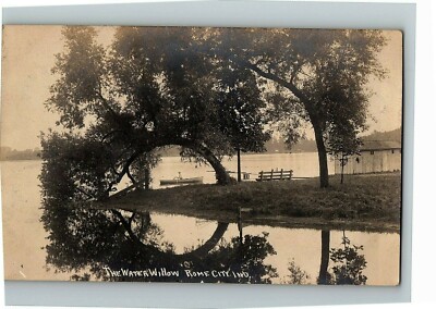 c1910-30 Postcard The Water Willow Rome City Indiana Sylvan Lake Rowboat Rppc