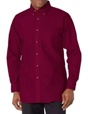 Red Kap Button Up Shirt Mens Large Maroon Red Long Sleeve