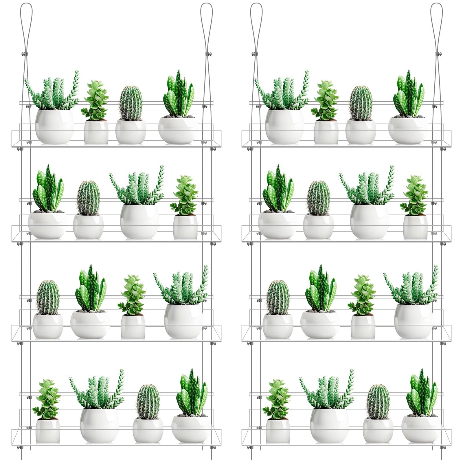 2 Pcs 4 Tier Clear Hanging Window Plant Shelves Acrylic Shelves Hanging Plant...