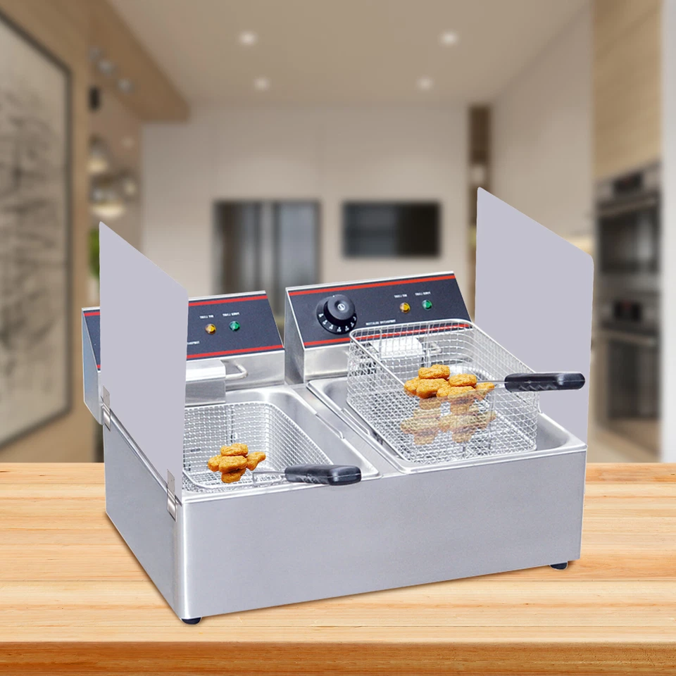 Paquete de 2 insertos protectores contra salpicaduras para freidora universal de acero inoxidable izquierda y derecha nuevos Foto 2 de 4