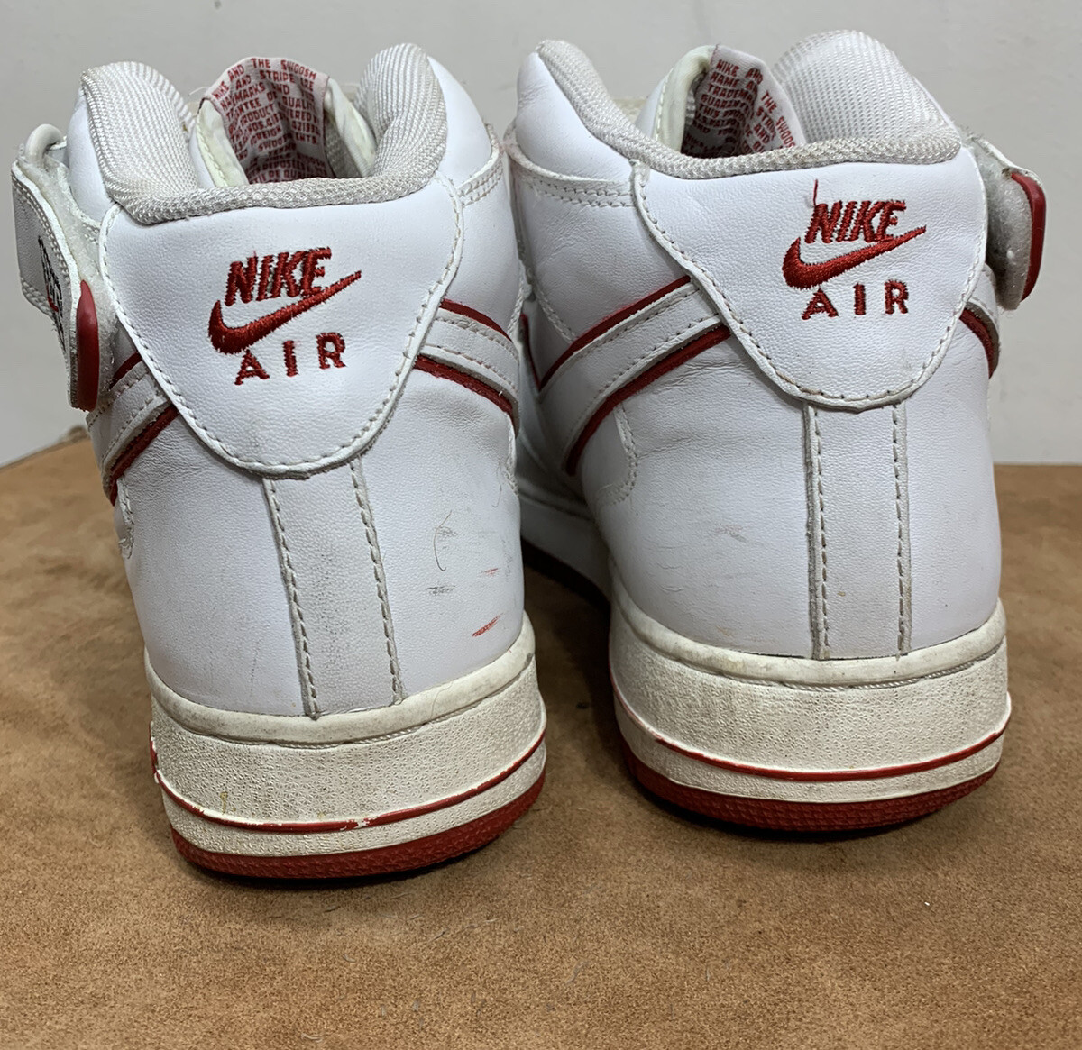 Vintage 2002 Nike Air Force 1 Mid NYC White Red Sneakers Sz
