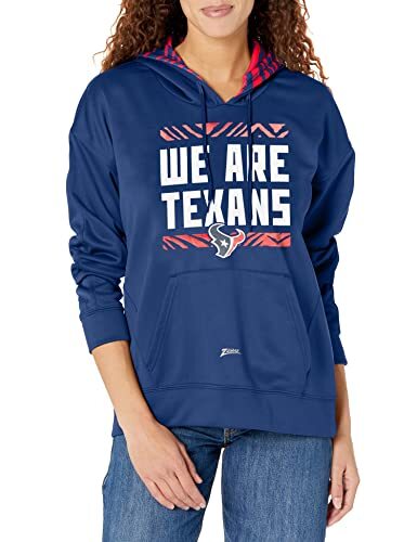 Толстовка Zubaz NFL Womens Houston Texans однотонного командного цвета с капюшоном и деталями под зебру