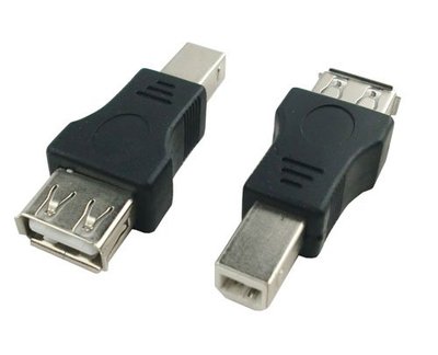 2X Black USB Type A Female to USB Type B Male USB Plug Printer Adapter Converter