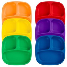 Re-Play Toddler Plates with Dividers - Deep-Walled 3 Compartments D... Fast Ship