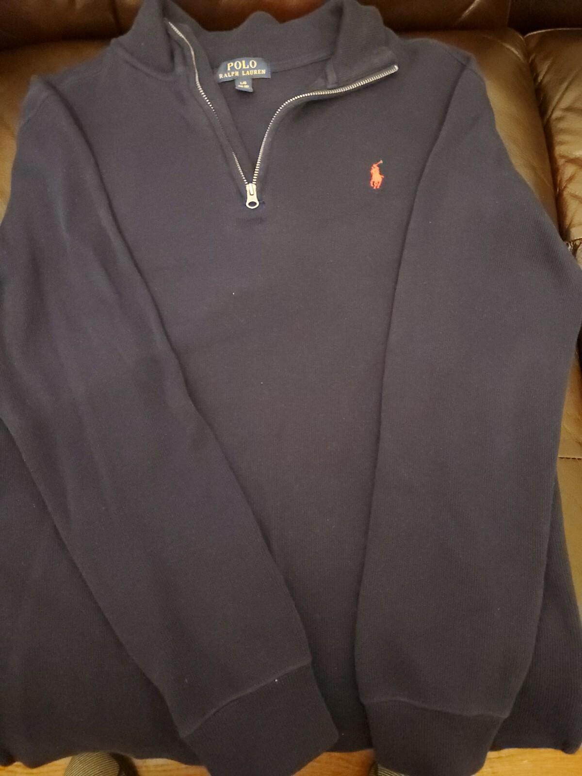 Boys clothes size 1416 Navy Blue Zipper Neck Polo Ralph Lauren Sweater