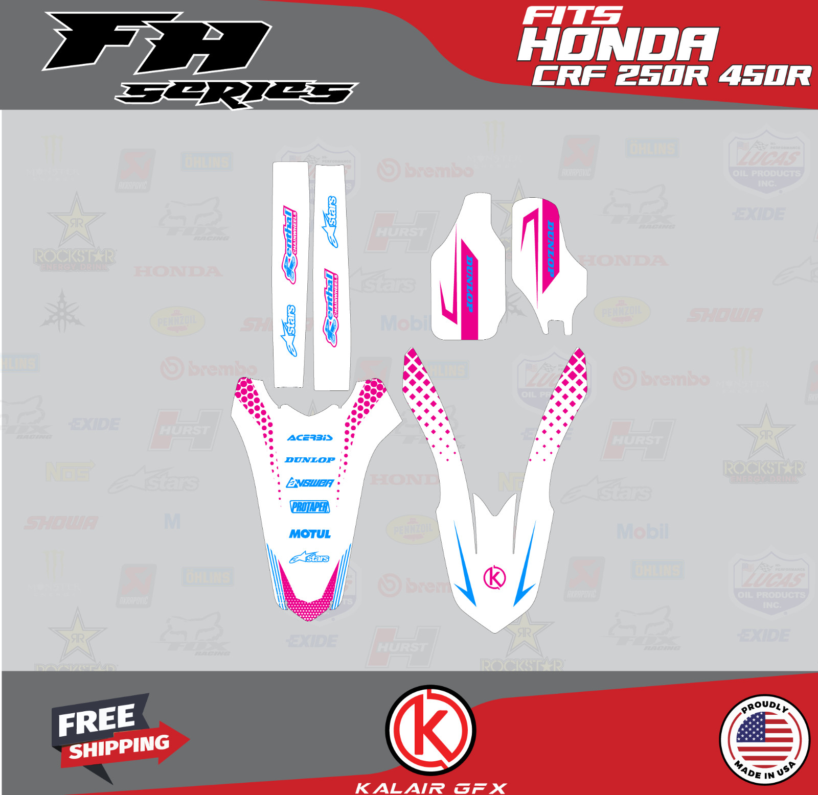Graphics Kit for Honda CRF250R (2010-2013) & CRF450R (2009-2012) FH - Pink