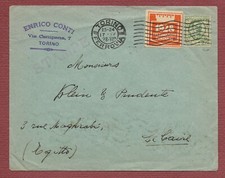 busta STAMPE storia postale Regno Floreale ISOLATO per Egitto 1928 bollo arrivo