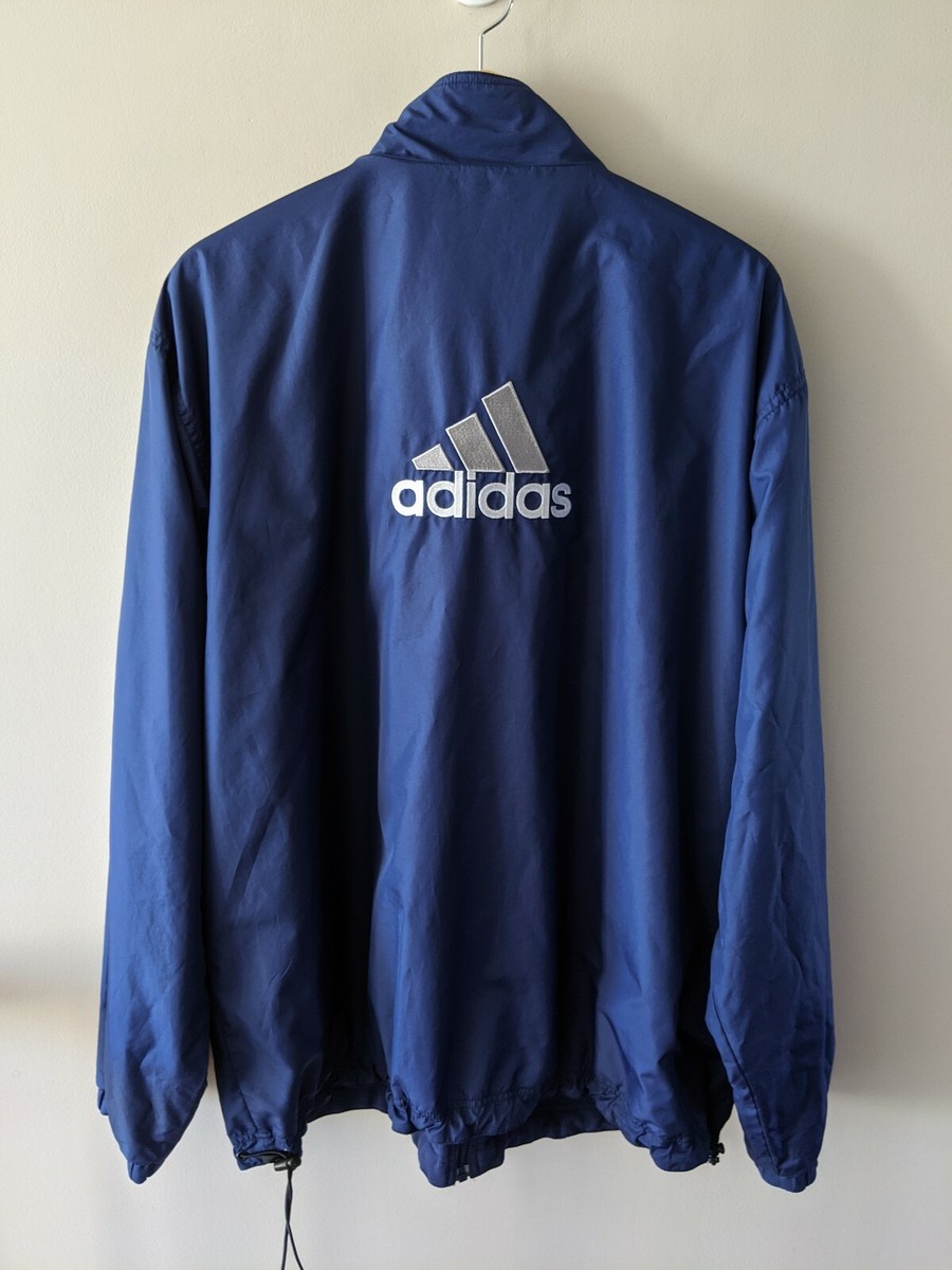 Adidas Vintage Reversible Full Zip Jacket Navy Blue White Size 2XL