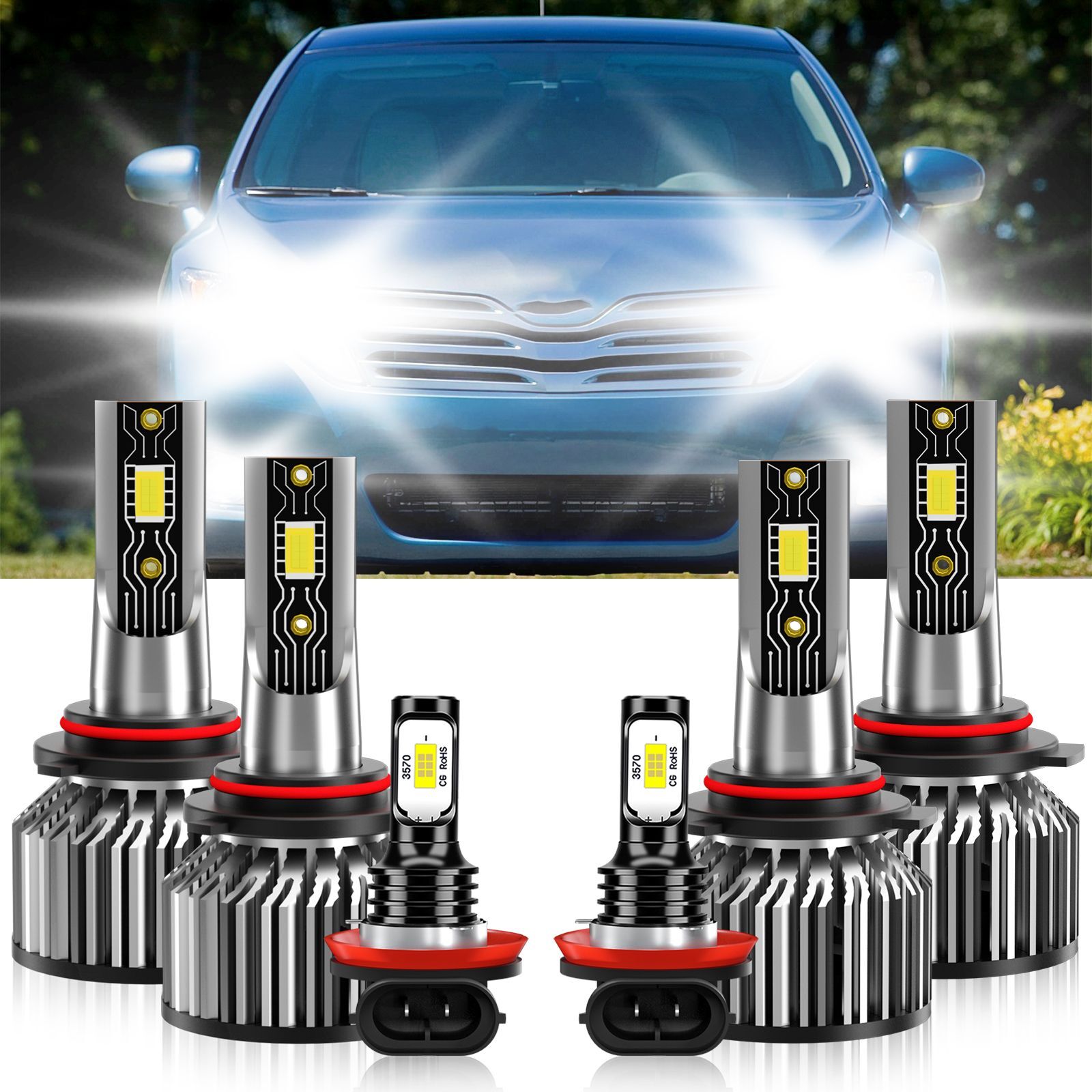 6x LED Headlight Bulb Combo Fog Light white 6500K For Toyota Venza 2013-2013