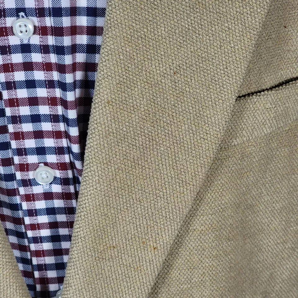 VTG Claiborne Men's Sport Coat Woven in Italy Beige Cotton Wool Blend Size 42R - Image 3 of 4