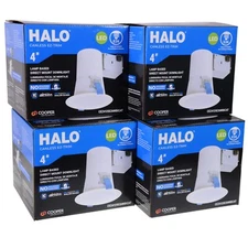 (4-Pack) HALO CEZ 4 in. Recessed Light Canless EZ-Trim Lamp-Based Direct Mount