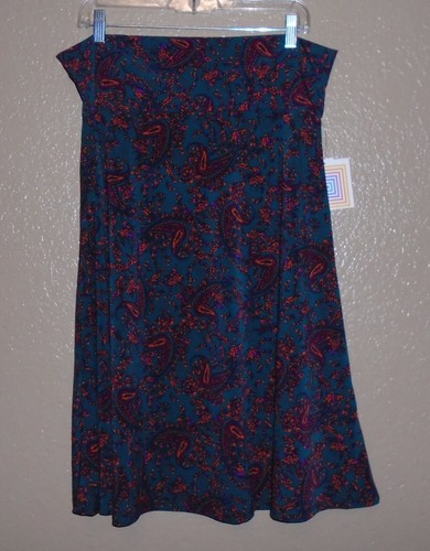 LuLaRoe Azure Skirt Green With Multi-color Paisley Stretch Women's XL NWT - Picture 2 of 8