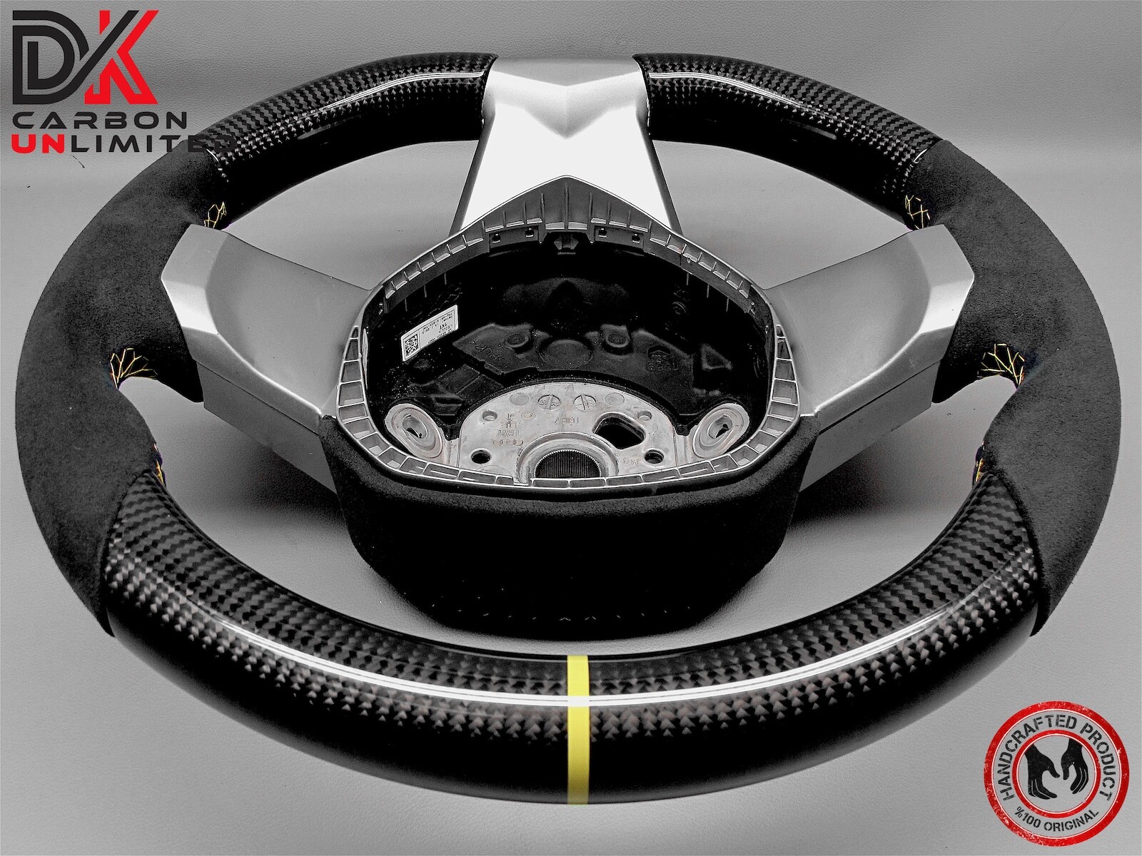 Lamborghini Aventador LP720 LP700 Alcantara Yellow Ring Carbon Steering Wheel v4