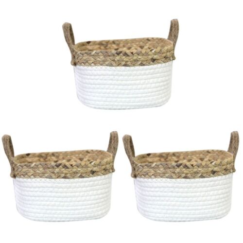 3 Count Cotton Rope Woven Basket Baby Multi-purpose Storage Baskets for