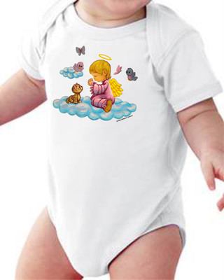 Infant Creeper Bodysuit One Piece T Shirt Angel Girl Cat Praying K 616 Ebay