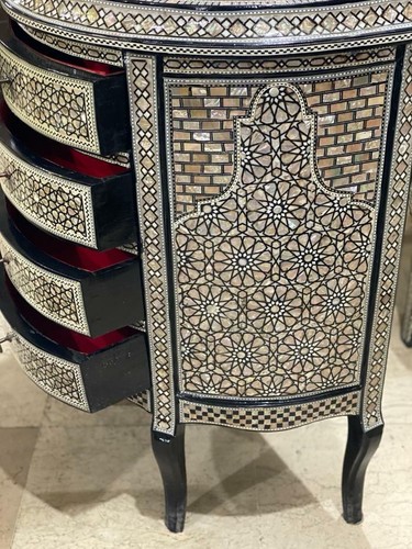 Handmade, Antique Curving Wood Sideboard, Wood Buffets, Inlaid Mother of Pearl - Picture 6 of 8