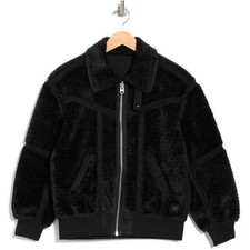 G-star New $330 Deline Teddy Reversible Bomber Jacket Black Small