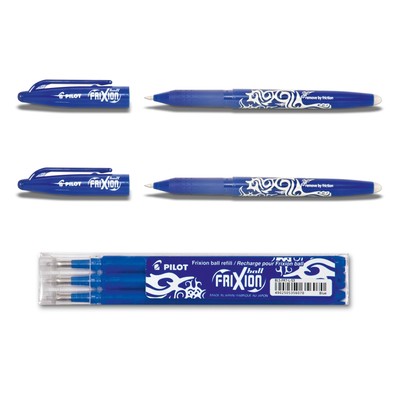 2 Pilot Frixion Ball blau + 3 Ersatzminen 0.7 blau