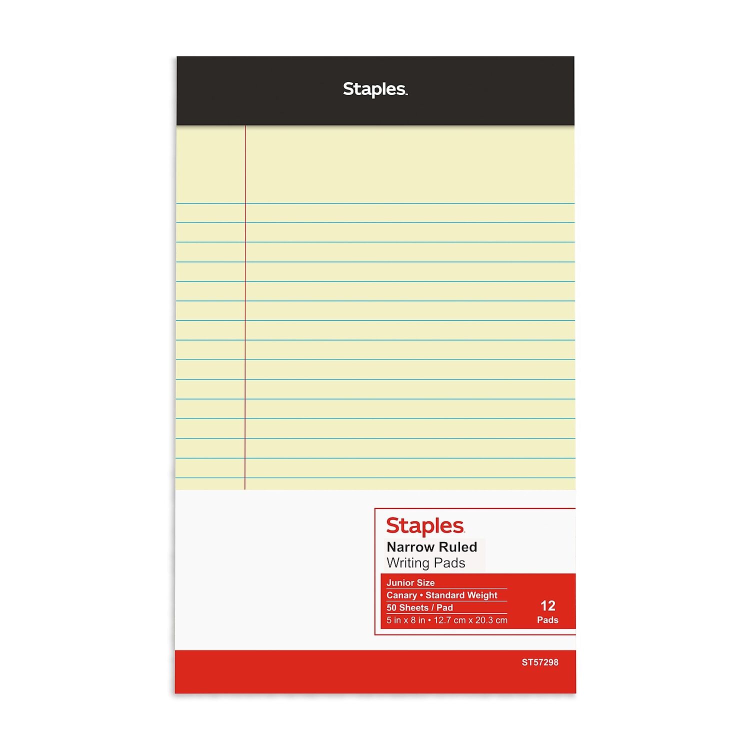 Staples Notepads 5" x 8" Narrow Canary 50 Sheets/Pad 12 Pads/Pack (26829) 163832 eBay