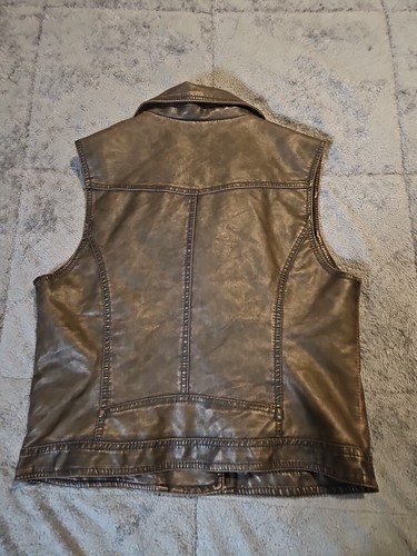 Body C Women’s Jacket Large Brown Faux Leather Zip Up Vest - Picture 10 of 10