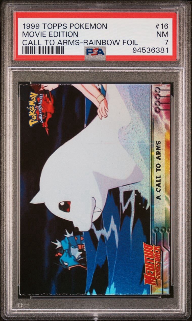 1999 Topps Pokemon Movie Edition #16 A Call To Arms Rainbow Foil PSA 7 Card NM