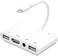 8Pin to Microphone HDMI Dual USB Adapter For iPhone 13 12 Mini 11 Pro Max iPad
