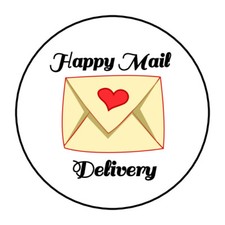 Happy mail delivery envelope seals, stickers, labels, tags, heart