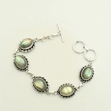 Labradorite Gemstone Handmade Bracelet Jewelry 18 Gms Gift For Unisex  AB 52471