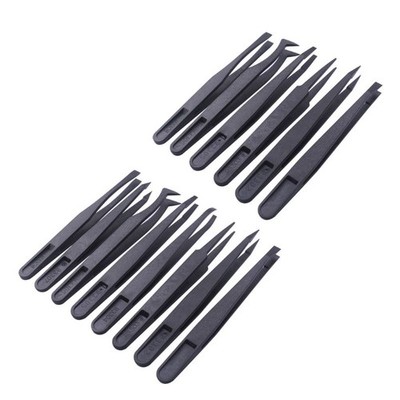 6/8 Pieces Anti Static Black Carbon Fiber Repair Plastic Tweezers DIY Repair