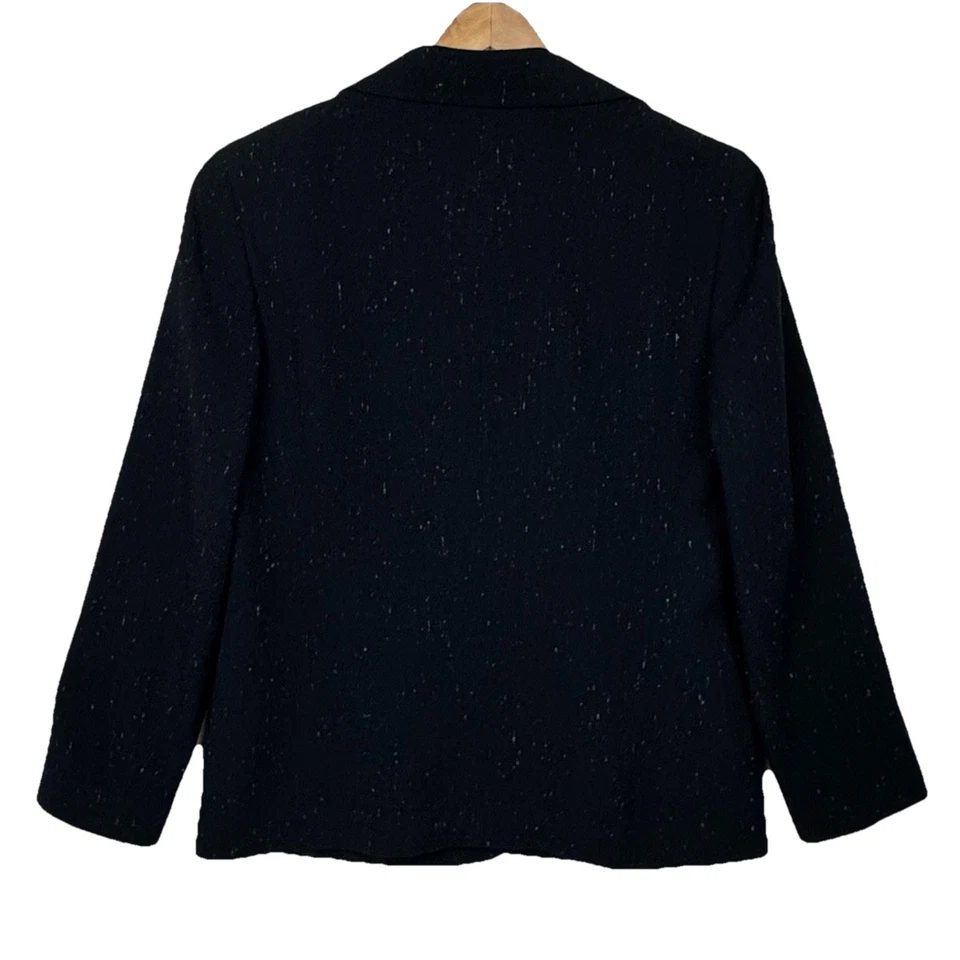 Lafayette 148 Jacket Blazer Womens 16 Wool Silk Blend Printed Black Luxury - Image 2 of 4