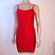 Full Slip Lingerie Cherry Red Lace Trim Adj Straps XS Coquette Valentine's Day