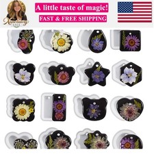 16-Piece Jewelry Mold Set - Oval Pendant, Resin Clay, 3D Silicone Molds f...