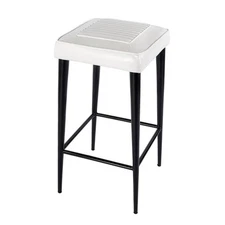 Beaumont Lane 32"H Leather and Metal Square Backless Bar Stool in White